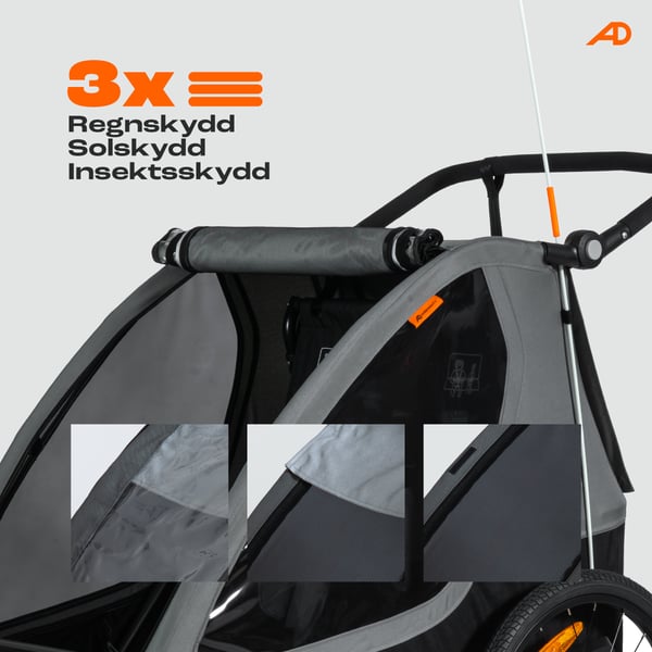 ArmorDuty TR-01 Cykelvagn för två barn 28
