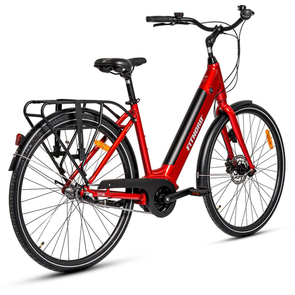 FitNord Classic 300 Elcykel, röd (504 Wh batteri)  med ytterligare ett års garanti 4